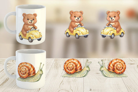Mug Wrap Watercolor 70s Groovy Animal Hippie Sublimation artnoy 