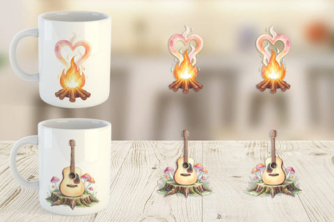 Mug Wrap Watercolor 70s Retro Camping Adventure Sublimation artnoy 