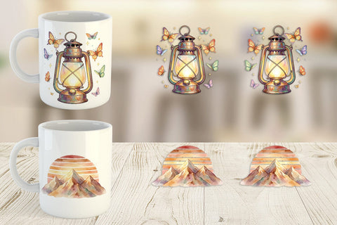 Mug Wrap Watercolor 70s Retro Camping Adventure Sublimation artnoy 