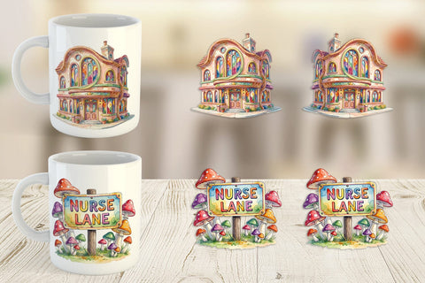 Mug Wrap Watercolor 70s Retro Medical Scenes Sublimation artnoy 