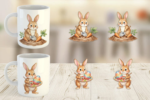 Mug Wrap Watercolor Active Hobby Easter Bunny Sublimation artnoy 