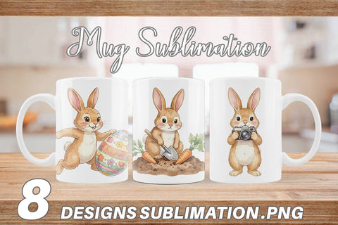 Mug Wrap Watercolor Active Hobby Easter Bunny Sublimation artnoy 