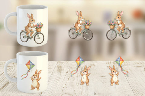 Mug Wrap Watercolor Active Hobby Easter Bunny Sublimation artnoy 