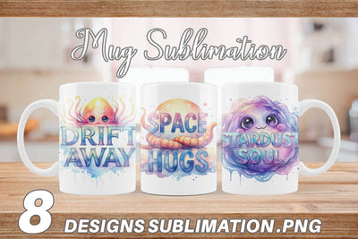 Mug Wrap Watercolor Alien Quote Sublimation artnoy 