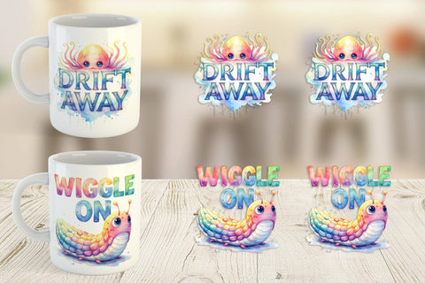 Mug Wrap Watercolor Alien Quote Sublimation artnoy 
