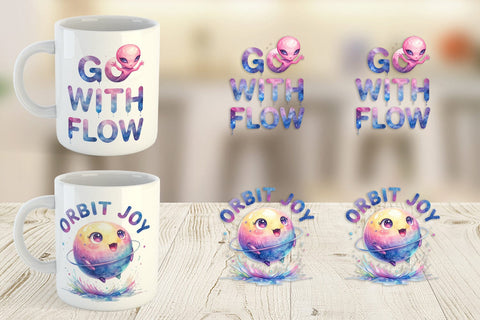 Mug Wrap Watercolor Alien Quote Sublimation artnoy 