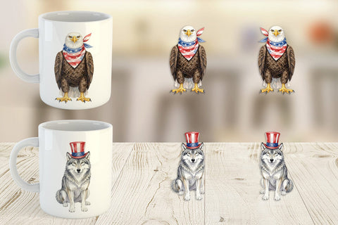 Mug Wrap Watercolor American Wildlife Patriotic Sublimation artnoy 