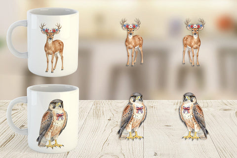 Mug Wrap Watercolor American Wildlife Patriotic Sublimation artnoy 