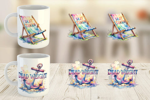 Mug Wrap Watercolor Anti Social Beach Quotes Sublimation artnoy 