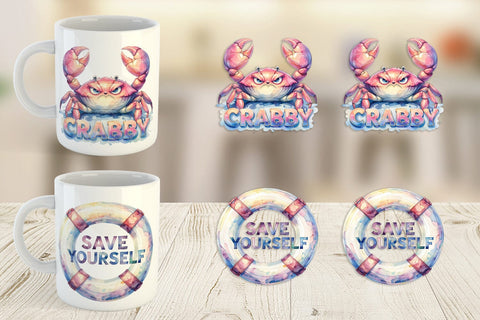 Mug Wrap Watercolor Anti Social Beach Quotes Sublimation artnoy 