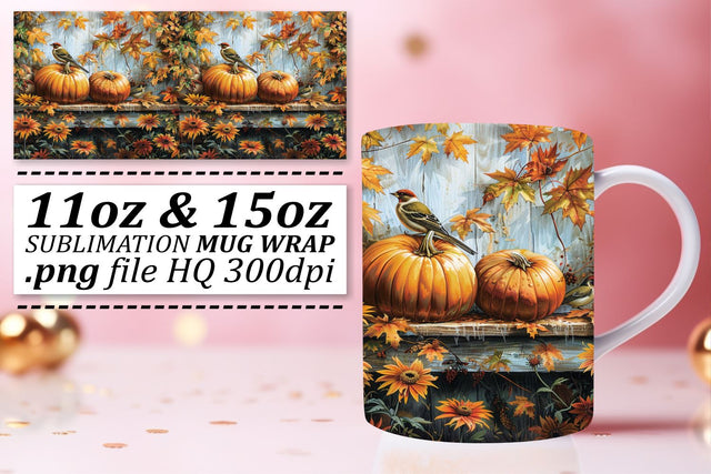 Mug Wrap Watercolor Autumn Landscape 11oz/15oz Sublimation afrosvg 