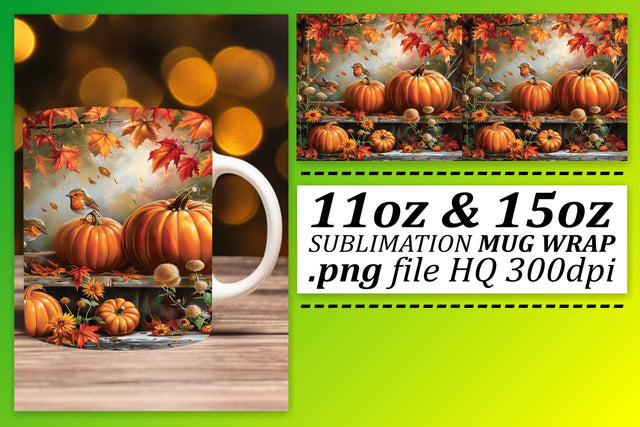 Mug Wrap: Watercolor Autumn Landscape Sublimation 11oz/15oz Sublimation afrosvg 