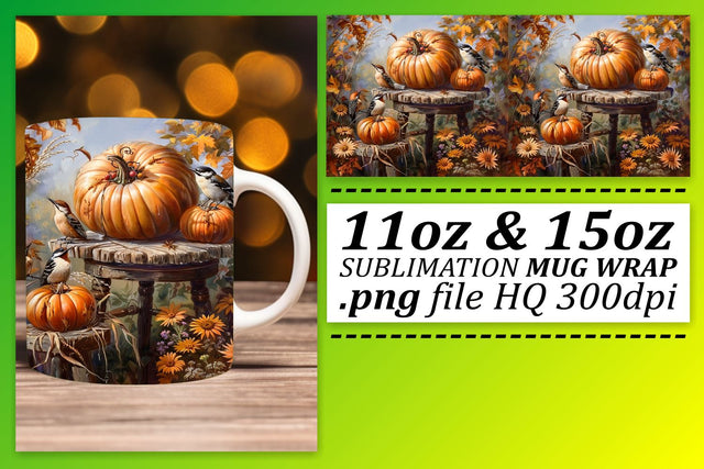 Mug Wrap Watercolor Autumn Scene Sublimation 11oz/15oz Sublimation afrosvg 