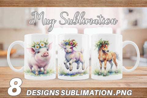 Mug Wrap Watercolor Baby Farm Animal Nursery Art Sublimation artnoy 