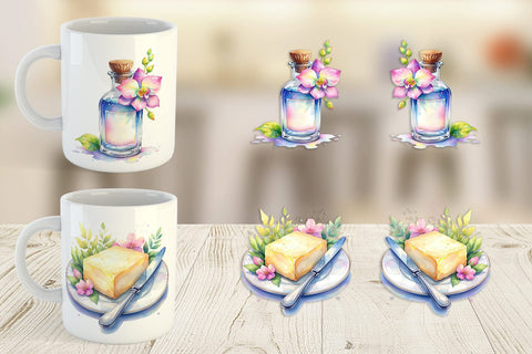 Mug Wrap Watercolor Baking Essentials Sublimation artnoy 