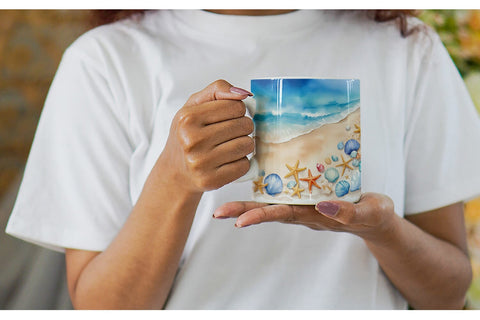 Mug Wrap Watercolor Beach Summer Sublimation artnoy 