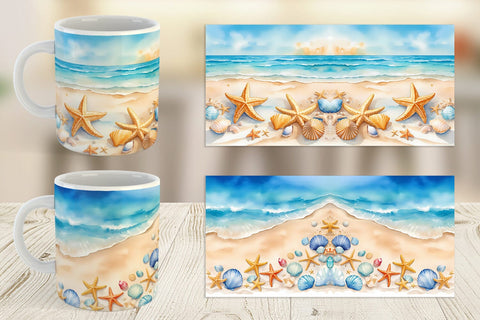 Mug Wrap Watercolor Beach Summer Sublimation artnoy 