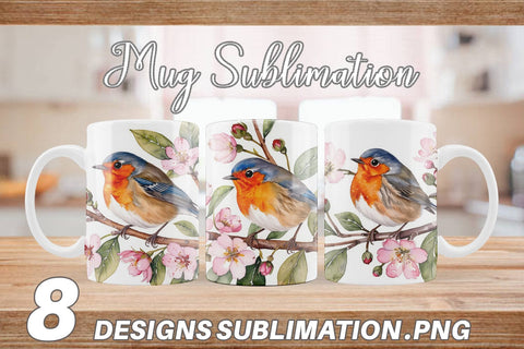 Mug Wrap Watercolor Bird Perched Sublimation artnoy 