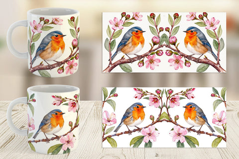 Mug Wrap Watercolor Bird Perched Sublimation artnoy 