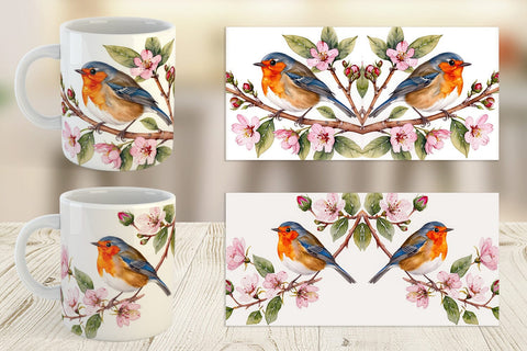 Mug Wrap Watercolor Bird Perched Sublimation artnoy 