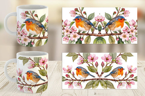 Mug Wrap Watercolor Bird Perched Sublimation artnoy 