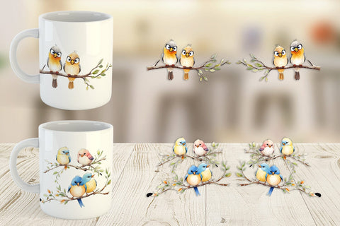 Mug Wrap Watercolor Bird Sublimation artnoy 