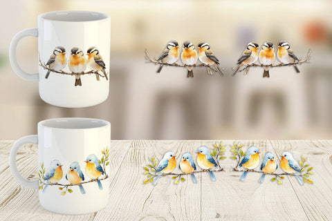 Mug Wrap Watercolor Bird Sublimation artnoy 