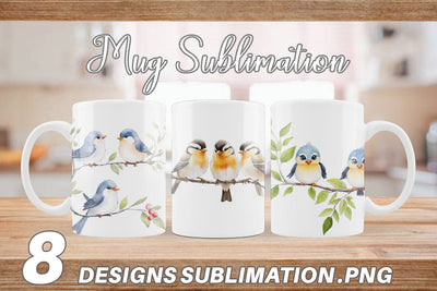 Mug Wrap Watercolor Bird Sublimation artnoy 
