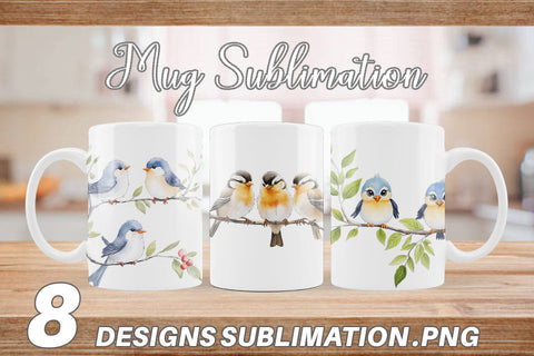 Mug Wrap Watercolor Bird Sublimation artnoy 