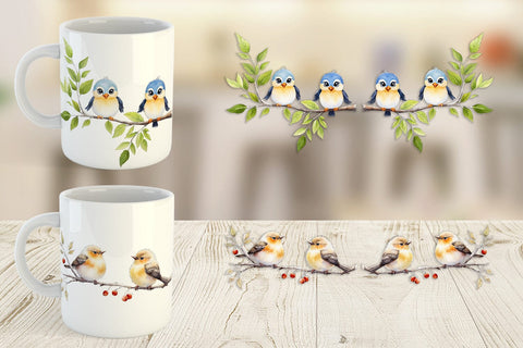 Mug Wrap Watercolor Bird Sublimation artnoy 
