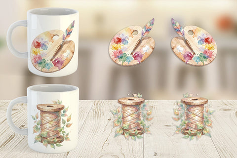 Mug Wrap Watercolor Boho Artistic Craft Ephemera Sublimation artnoy 
