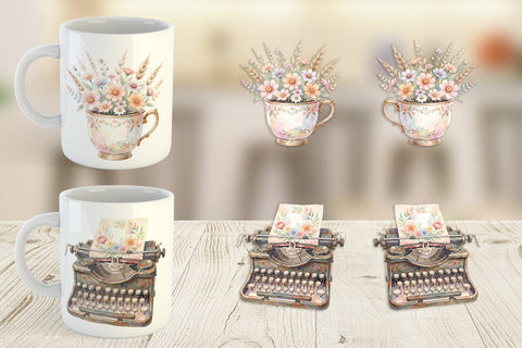 Mug Wrap Watercolor Boho Artistic Craft Ephemera Sublimation artnoy 
