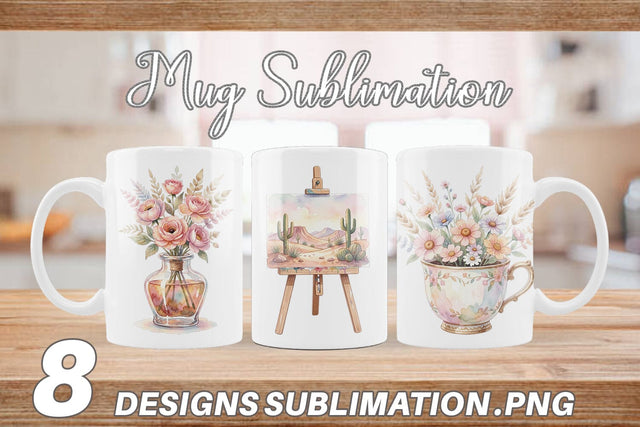 Mug Wrap Watercolor Boho Artistic Craft Ephemera Sublimation artnoy 