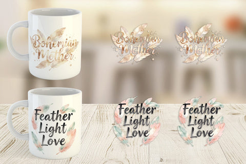 Mug Wrap Watercolor Boho Dreamcatcher Mama Quotes Sublimation artnoy 