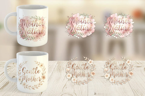 Mug Wrap Watercolor Boho Floral Mama Quotes Sublimation artnoy 