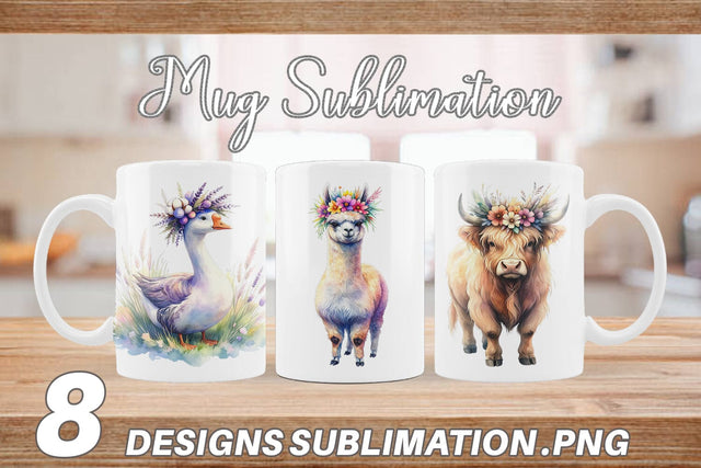 Mug Wrap Watercolor Boho Highland Cow And Friends Sublimation artnoy 