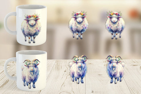 Mug Wrap Watercolor Boho Highland Cow And Friends Sublimation artnoy 