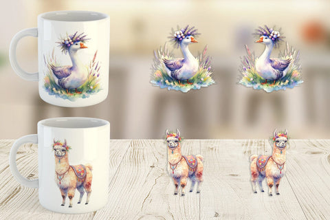 Mug Wrap Watercolor Boho Highland Cow And Friends Sublimation artnoy 