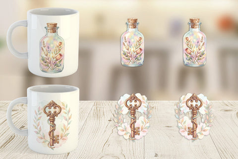 Mug Wrap Watercolor Boho Mystical Celestial Art Sublimation artnoy 