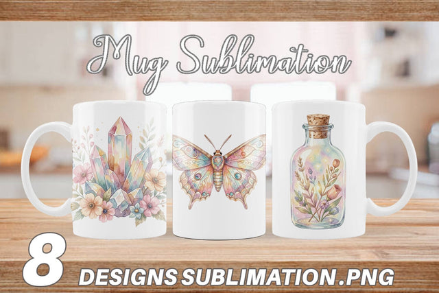 Mug Wrap Watercolor Boho Mystical Celestial Art Sublimation artnoy 
