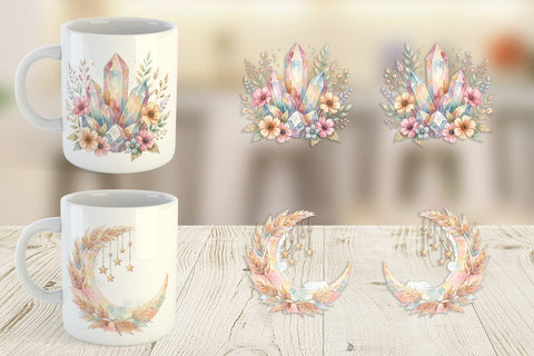 Mug Wrap Watercolor Boho Mystical Celestial Art Sublimation artnoy 