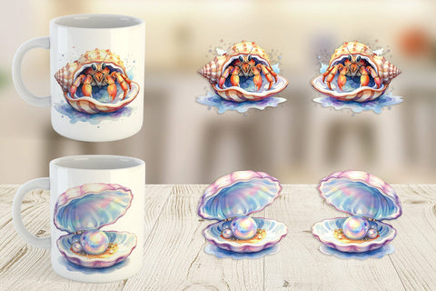 Mug Wrap Watercolor Boho Ocean Nursery Animal Sublimation artnoy 