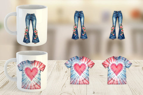 Mug Wrap Watercolor Boho Spring Fashion 70s Accessories & Attire Sublimation artnoy 