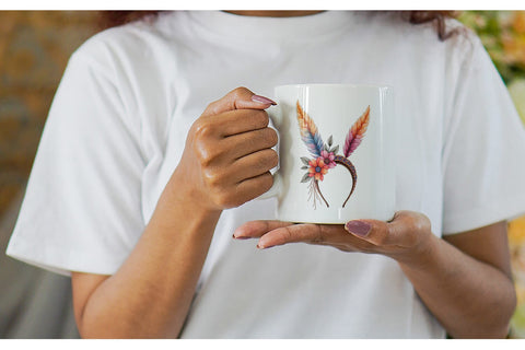 Mug Wrap Watercolor Boho Spring Fashion 70s Accessories & Attire Sublimation artnoy 