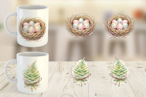 Mug Wrap Watercolor Boho Woodland Nature Ephemera Sublimation artnoy 