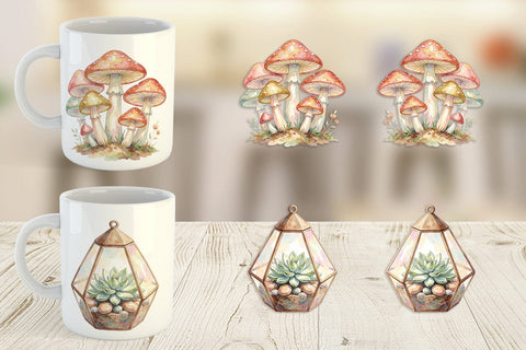 Mug Wrap Watercolor Boho Woodland Nature Ephemera Sublimation artnoy 