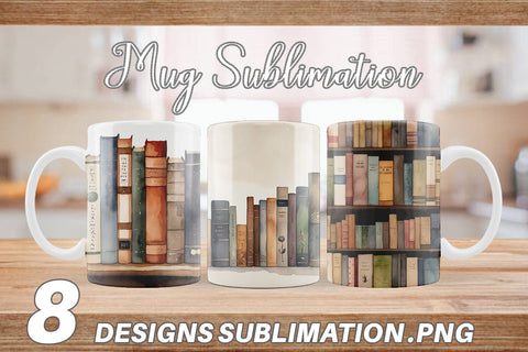 Mug Wrap Watercolor Books Sublimation artnoy 