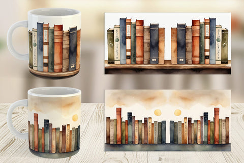 Mug Wrap Watercolor Books Sublimation artnoy 