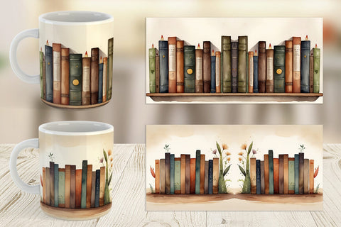 Mug Wrap Watercolor Books Sublimation artnoy 