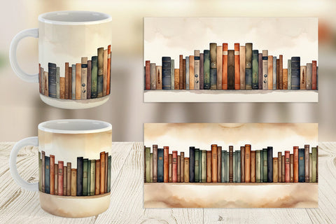Mug Wrap Watercolor Books Sublimation artnoy 